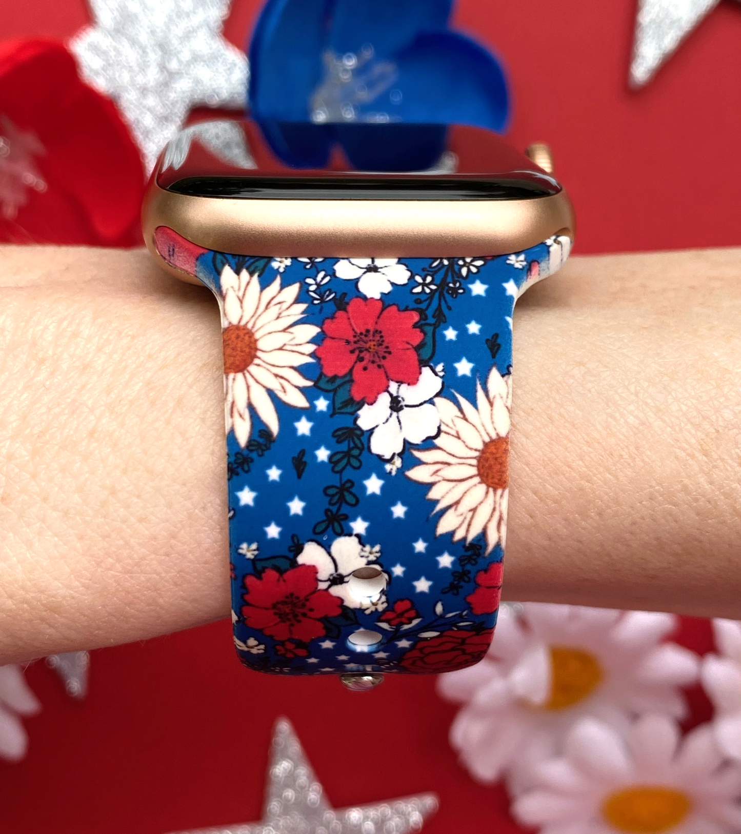 4th of July Floral Apple Watch Band