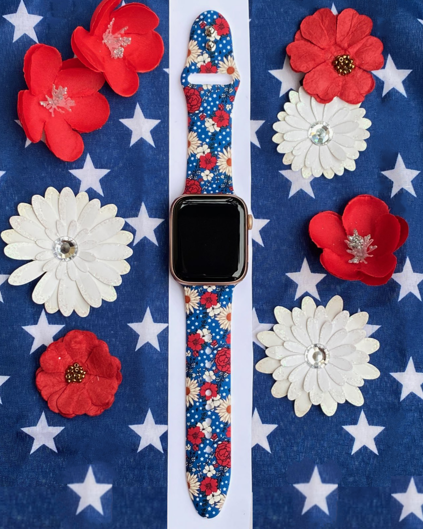 4th of July Floral Apple Watch Band