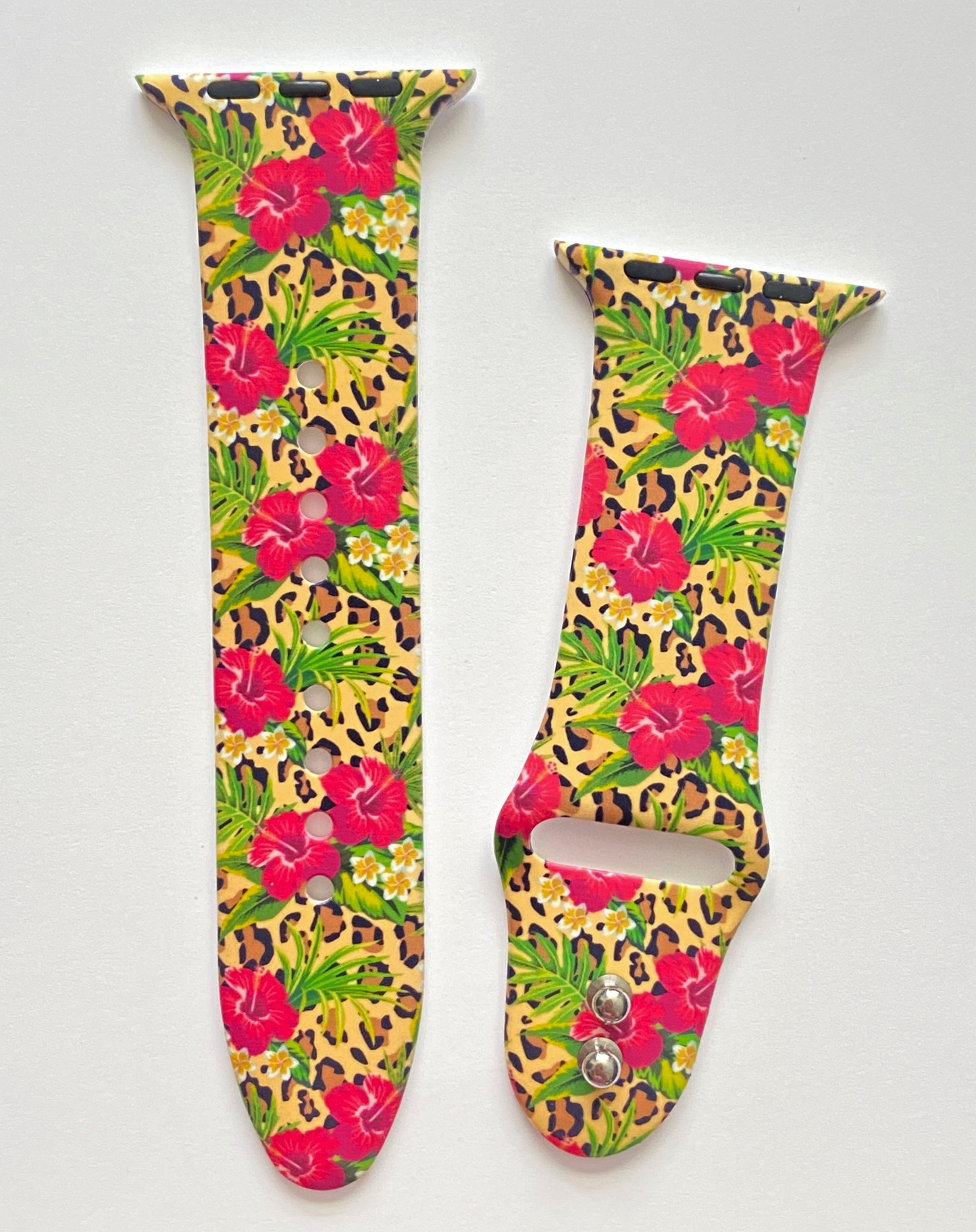 Tropical Hibiscus Leopard Apple Watch Band