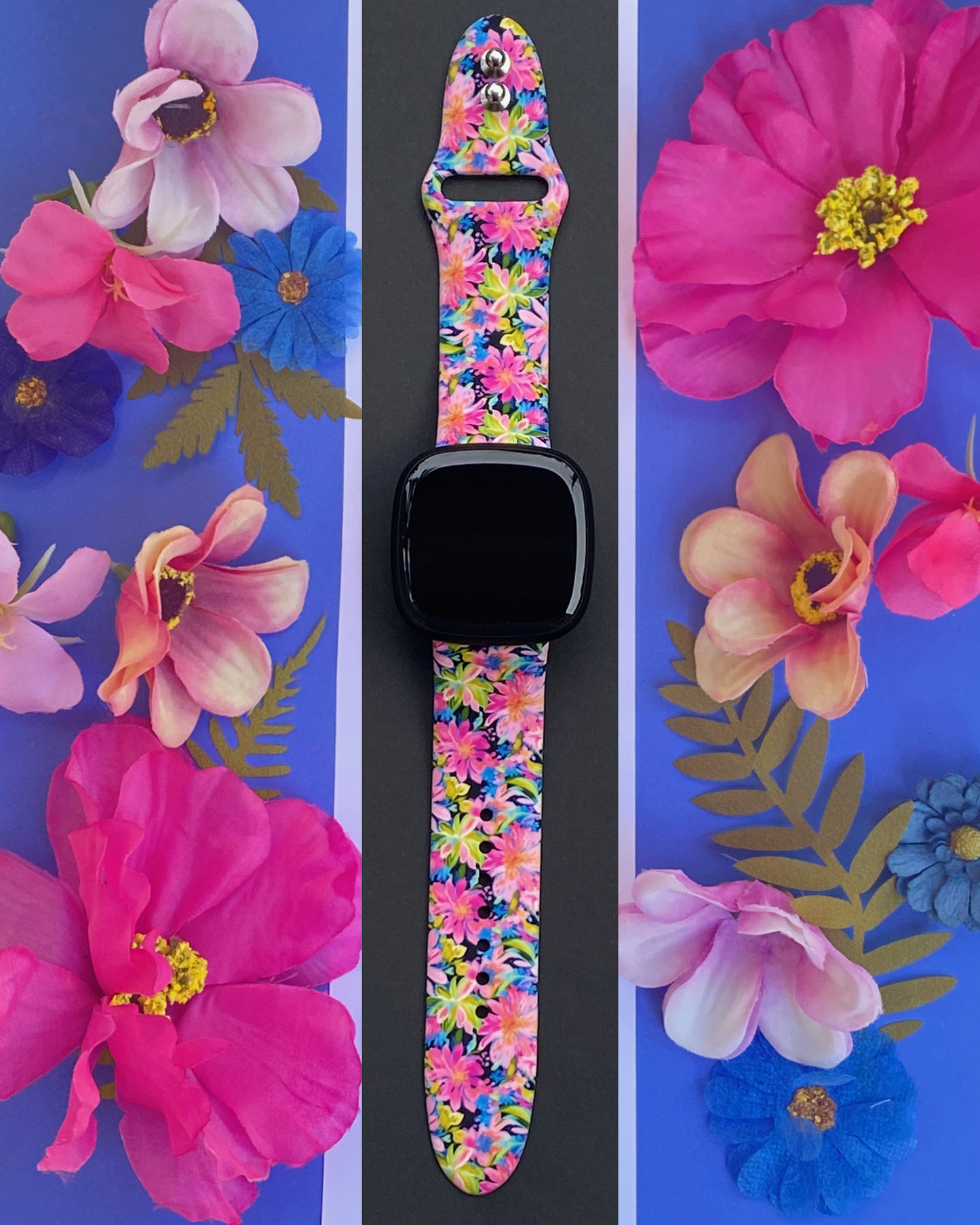 Pink Floral Fitbit Versa 3/Versa 4/Sense/Sense 2 Watch Band