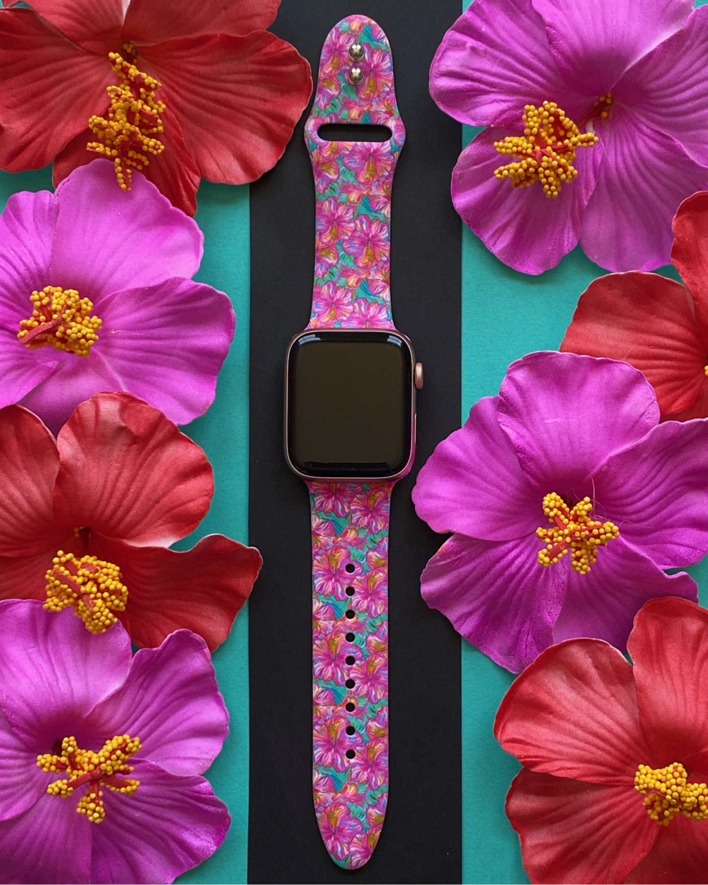 Rainbow Hibiscus Apple Watch Band