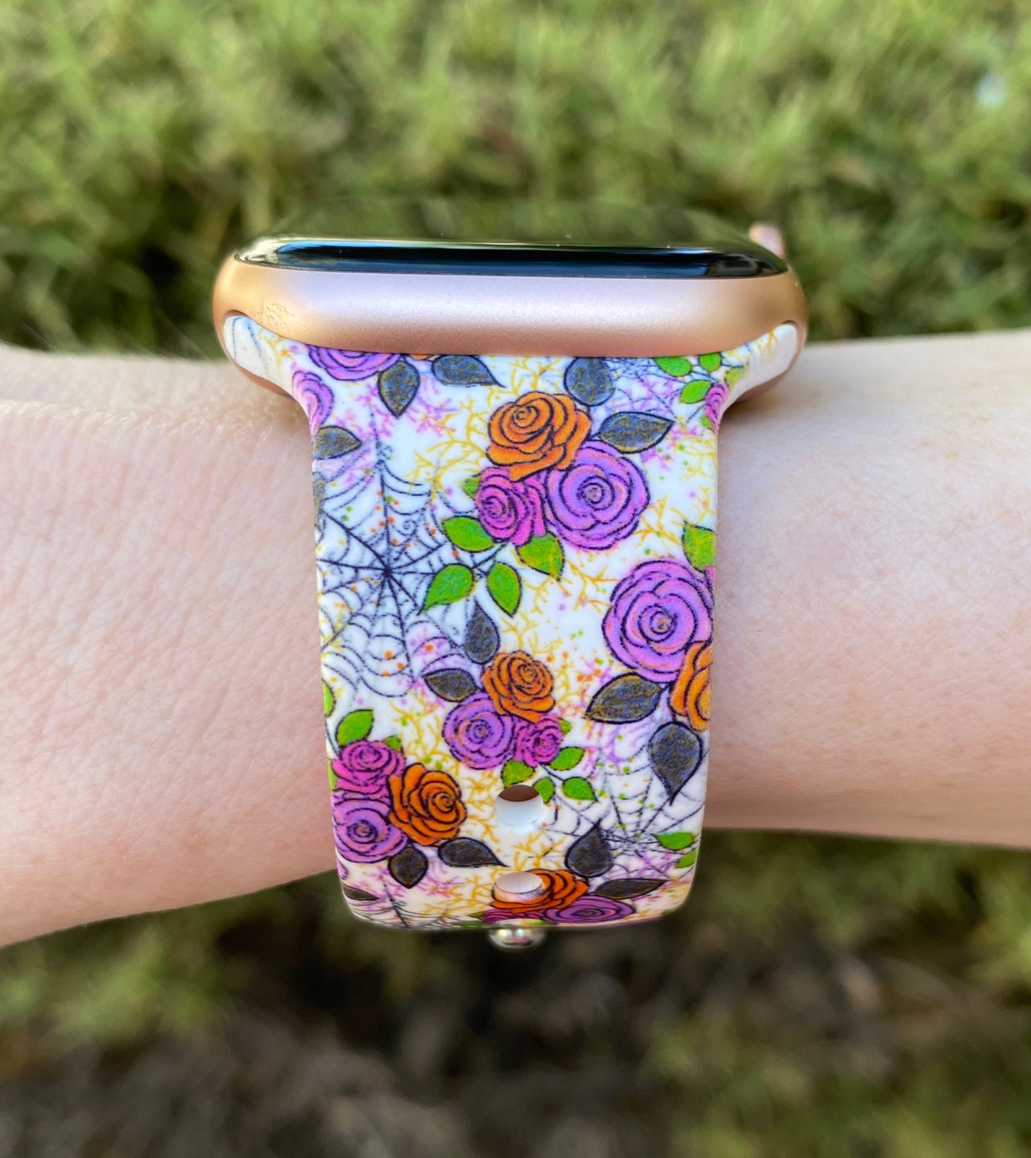 Roses and Webs Halloween Apple Watch Band
