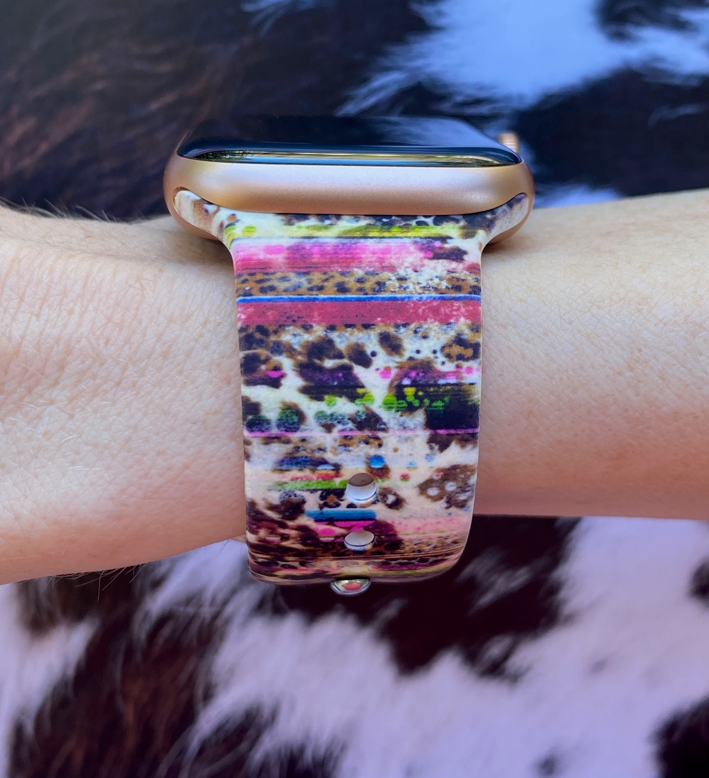 Western Cowhide Print Apple Watch Band