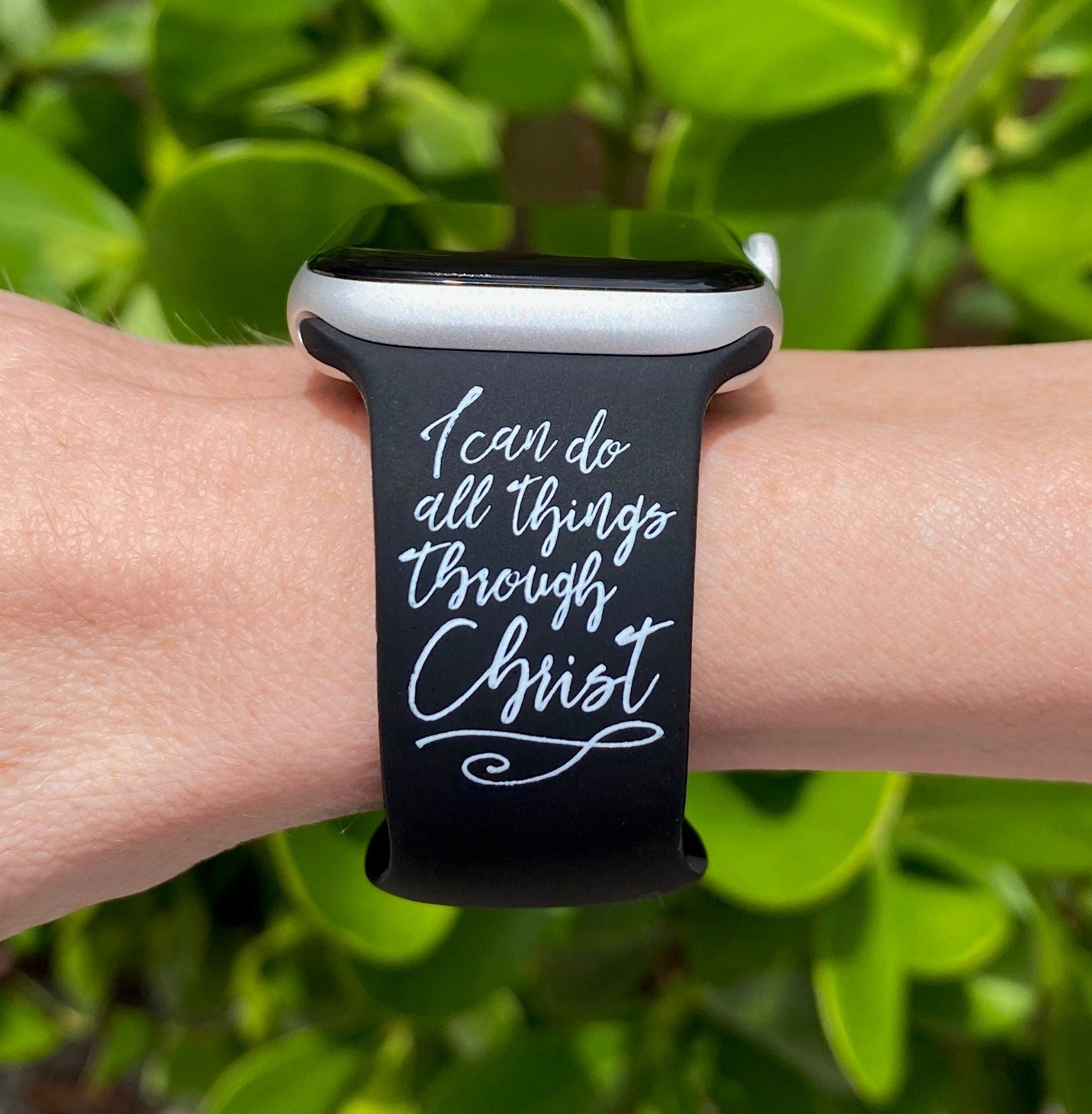 Cross and Verse Black Apple Watch Band