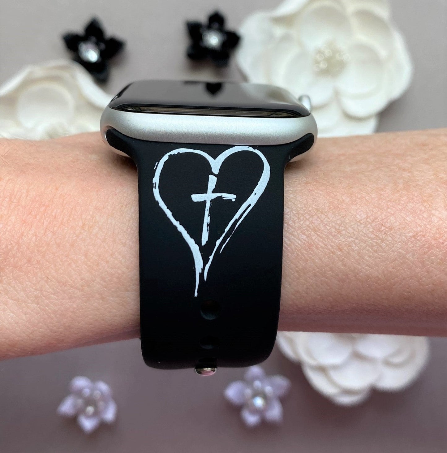 Cross and Verse Black Apple Watch Band