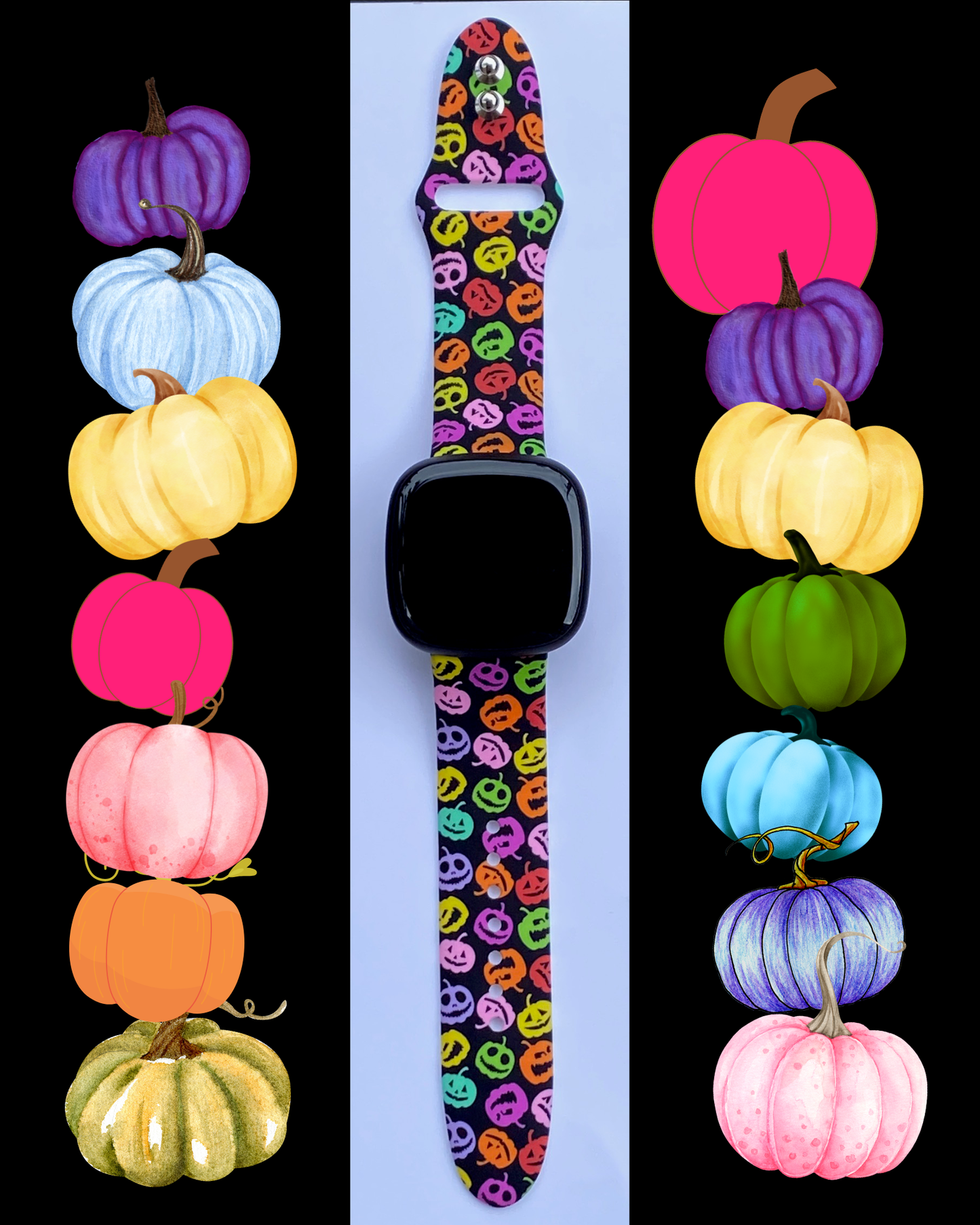 Neon Pumpkins Fitbit Versa 3/Versa 4/Sense/Sense 2 Watch Band