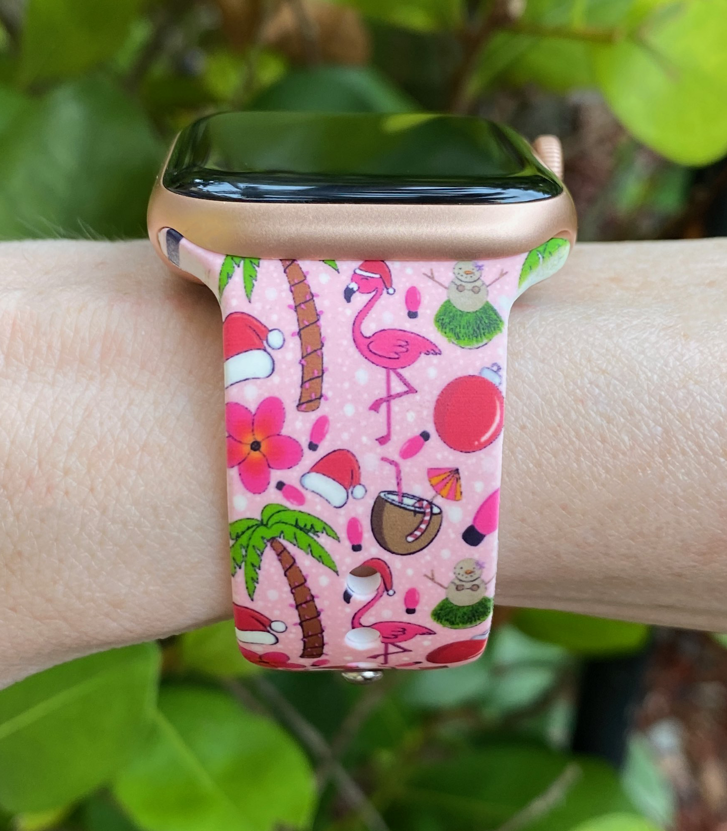 Pink Flamingo Christmas Apple Watch Band