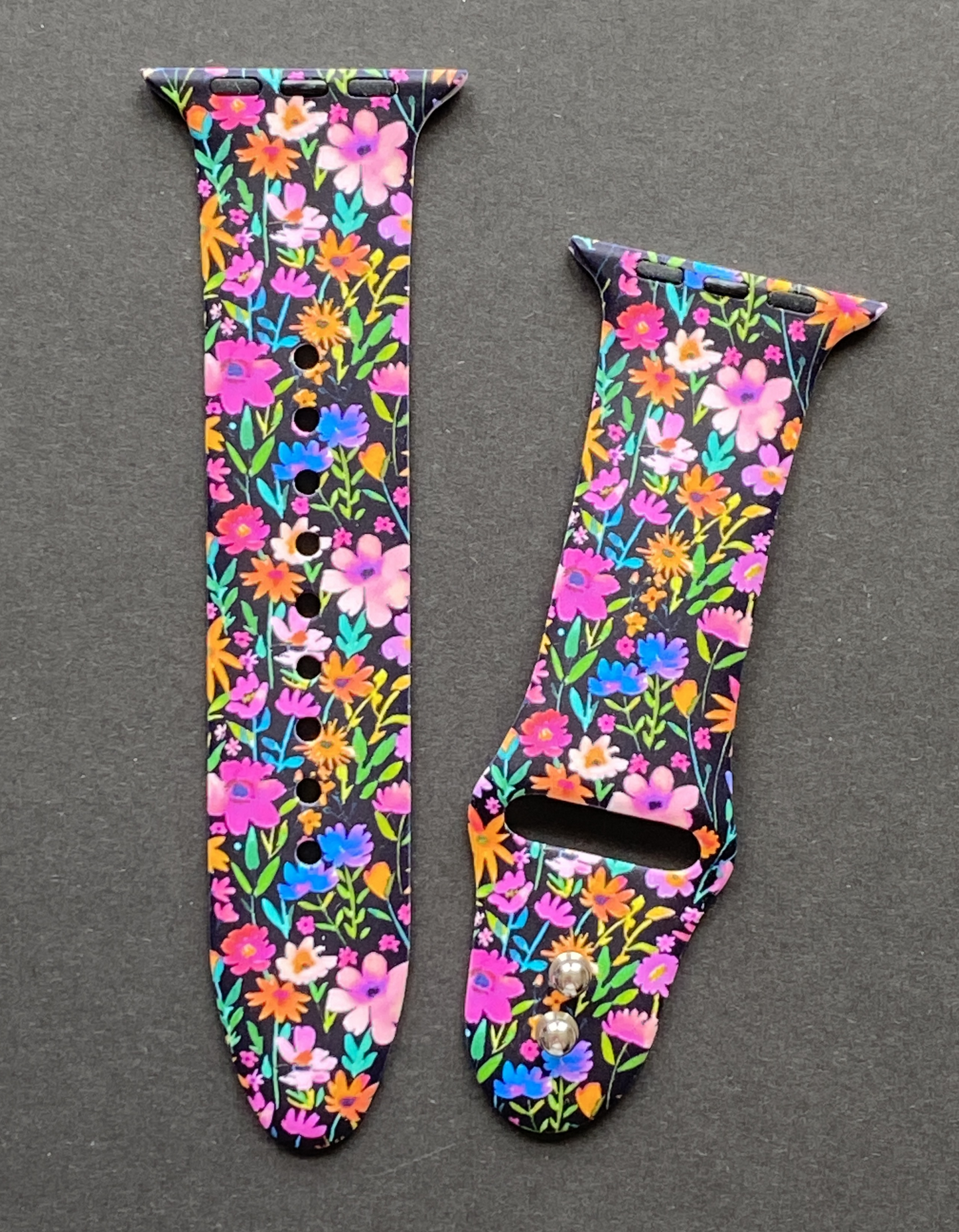 Summer Flowers Black Apple Watch Band