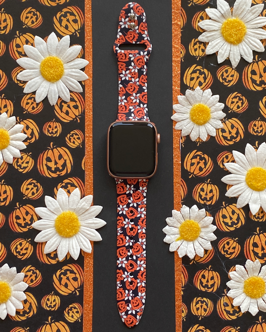Pumpkin and Flowers Apple Watch Band