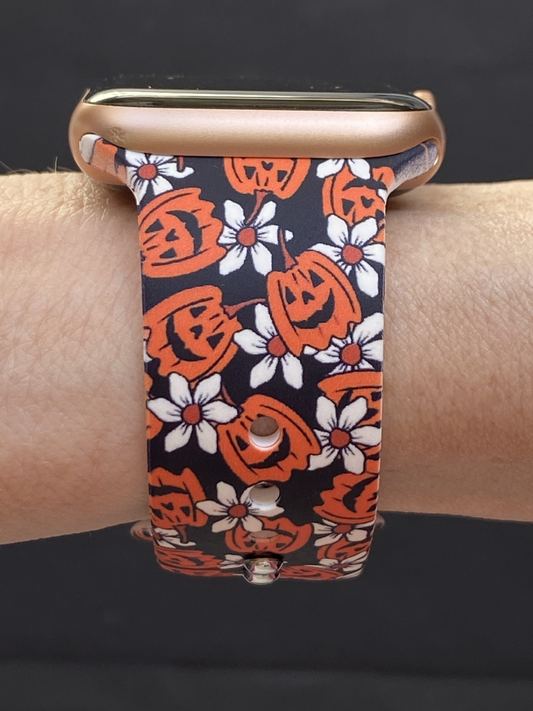 Pumpkin and Flowers Apple Watch Band