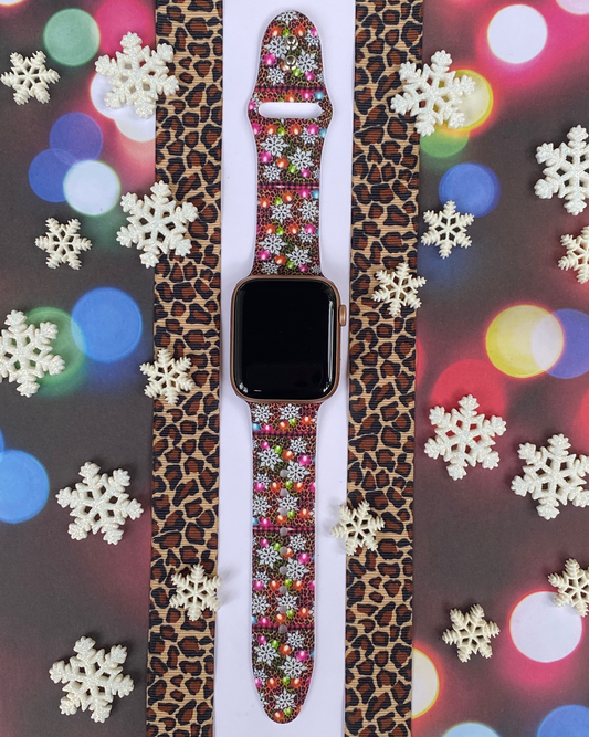 Christmas Lights Leopard Apple Watch Band